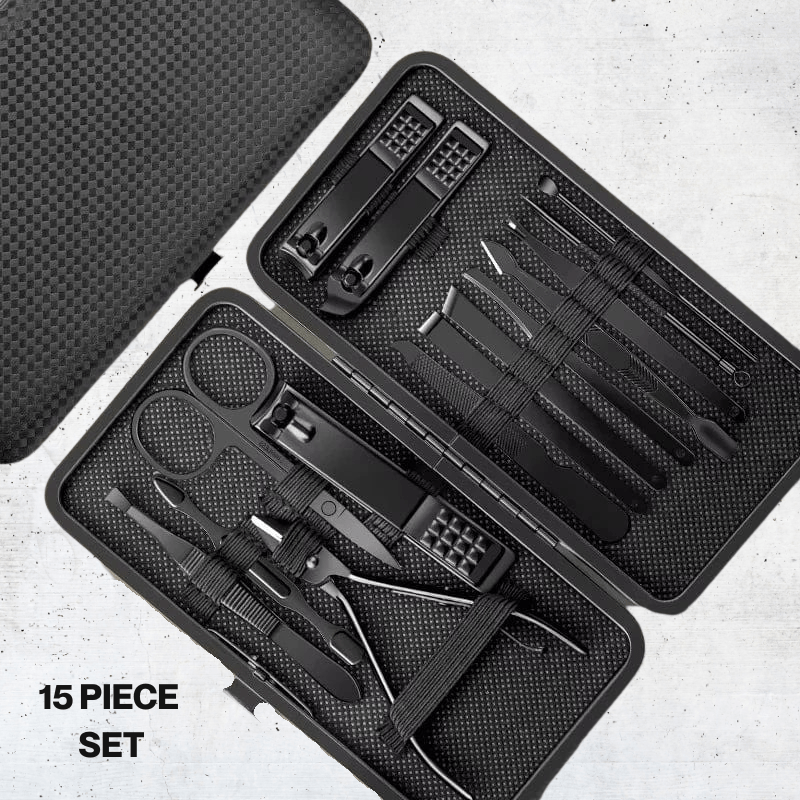Urban Groomery 15pcs black Men's Nail Care Set